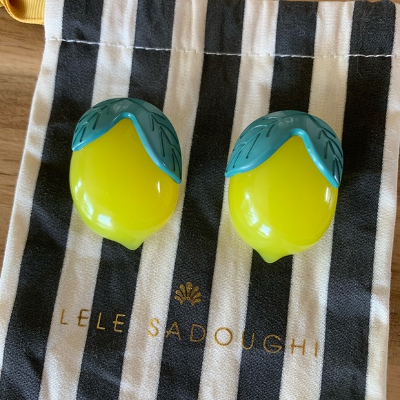 Lele Sadoughi lemon lucite earrings new with dust bag - Picture 4 of 7